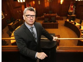 Coun. George Affleck in Vancouver city council chambers in 2013.
