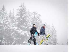 NORTH VANCOUVER, B.C.: March 8, 2016 — Skiers and riders enjoy some fresh snow at Grouse Mountain on Monday. The North Shore mountains are expecting as much as 50 centimetres this week. Photos: Submitted/Grouse Mountain