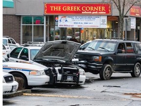 Two Surrey RCMP officers were hurt in this crash outside the Newton district police office on Jan 27th, 2014. James Weaver, 49, was convicted in November of two counts of criminal negligence causing bodily harm and two counts of assault with a weapon.