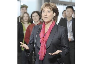 Premier Christy Clark speaks to reporters during an appearance Monday a technology conference in Vancouver.    Nick Procaylo/PNG