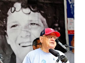 Rolland Fox, father of Terry Fox, speaks at the annual Terry Fox Run in Port Coquitlam in 2011. The patriarch of the Fox family died Tuesday of cancer.