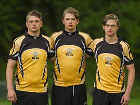 Prince of Wales' rugby triplets (left to right) Broden, Kael and Dace Norman also excel on the ice. (Gerry Kahrmann, PNG photo)