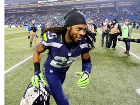 Seattle defensive back Richard Sherman, shown enjoying a victory over Pittsburgh last Nov. 29, is optimistic about the Seahawks’ future.   — The Associated Press files