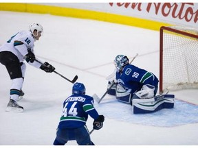 Patrick Marleau's third period goal won the game for the Sharks against the Canucks on Thursday.