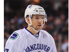 Radim Vrbata #17 of the Vancouver Canucks in action against the Calgary Flames during an NHL game at Scotiabank Saddledome on February 19, 2016 in Calgary, Alberta, Canada.