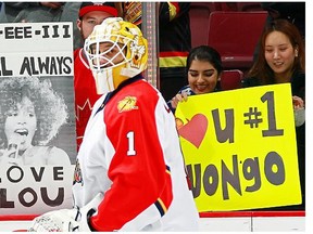 Roberto Luongo #1 of the Florida Panthers is greeted by fans before their NHL game against the Vancouver Canucks at Rogers Arena January 11, 2016 in Vancouver, British Columbia, Canada.