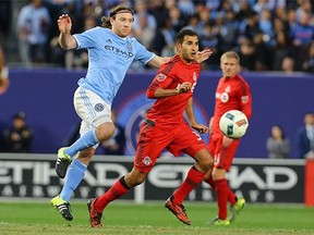 Steven Beitashour in action for Toronto FC vs. NYC FC in March.