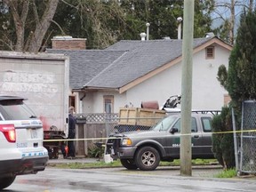 Surrey RCMP investigated after gunshots were fired at a house near 132nd Street and 110th Avenue.   Shane MackICHAN/for PNG