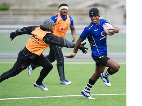 Team Fiji practises at Empire Fields in Vancouver on Wednesday in preparation for the weekend’s Canada Sevens rugby tournament at B.C. Place. 
 Jason Payne/PNG