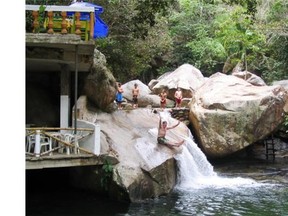 There’s a wonderful waterfall and swimming hole right next to the El Eden restaurant on the Mismaloya River.  photos: Michael McCarthy