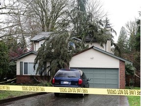 This house in the 1000-block Alpine Place in the Port Moody neighbourhood of Mountain Meadows is where a person was killed by a fallen tree due to the windstorm Thursday.  Nick Procaylo/PNG