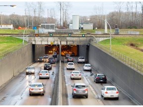 Traffic moves in and out of the George Massey Tunnel in Richmond.   Richard Lam/PNG files