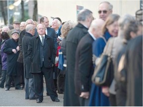 Vancouver, BC: JANUARY 09, 2016 -- It was standing room only at Christ Church Cathedral in Vancouver, BC Saturday, January 9, 2016 as hundreds of people attended a memorial for legendary band leader Dal Richards.