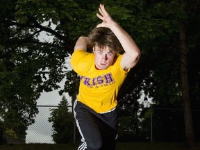 Vancouver College's Jasper Schiedel prepares for his final BC high school decathlon championship. (PNG photo by Richard Lam)