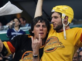 Canuck fans wave towels in Game 5 of the 2010 Western Conference quarterfinals between the Canucks and Kings.