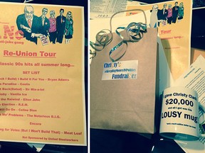 The BC Liberals and the NDP delivered these cheeky swag bags to the media to mark the end of the season.