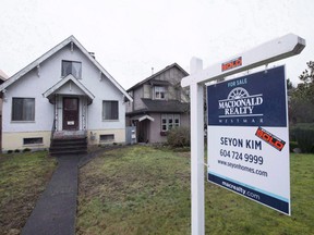 A sold home is pictured in Vancouver, B.C., Thursday, Feb. 11, 2016.