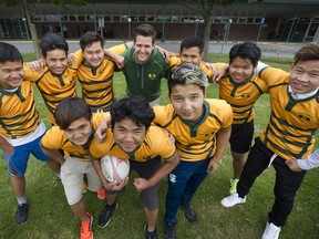 Rugby players from the Karen nation at Langley Secondary. (PNG photo)