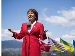 British Columbia Premier Christy Clark meets with media during the Western Premiers' Conference in Vancouver, B.C. on Thursday, May 5, 2016.