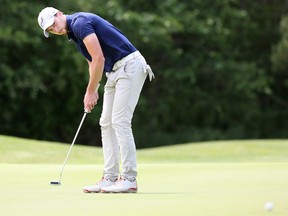 UBC Thunderbirds’ Scott Secord in action en route to winning the individual title at the Golf Canada Canadian University-College Championships on Friday in Parksville. (Chuck Russell, Golf Canada photo)