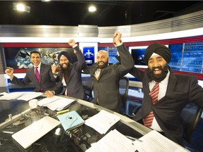 Randip Janda, Harnarayan Singh,  Herpreet  Pandher,  and Bhupinder Hundal from Omni's Hockey Night in Punjabi