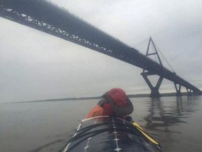 The new bridge that traverses the Mackenzie means we'll soon reach civilization. KEVIN VALLELY