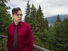 Advocate Jesse Velay-Vitow finds a picturesque balcony at SFU's Diamond Alumni Centre a convenient place to think about the challenging issues facing Canadian men these days. Three-quarters of the suicides in the country happen to males.