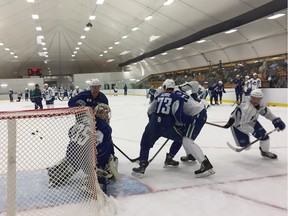 Canucks kids camp in action at Shawningan Lake on Monday.