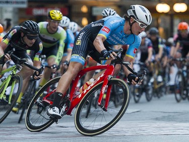 Liam Magennis leads the pack as he competes in the pro mens race at the Gastown Grand Prix Vancouver, July 13 2016.
