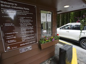 Campers enter Alouette Lake campgrounds in Golden Ears Provincial Park in Maple Ridge.