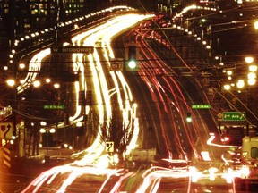 Traffic flows along busy Cambie Street in Vancouver. Columnist Wayne Moriarty was the victim of a hit-and-run crash at 7th and Cambie during rush hour.