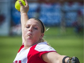 Team Canada pitcher Sara Groenewegen came off the bench to throw four scoreless innings and help Canada to a 4-3 win over China at the Women's World Softball Championship in White Rock.
