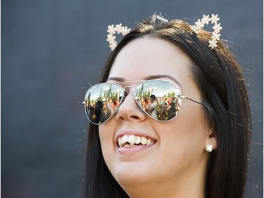 Dancers are reflected a set of sunglasses as Ekau performs at FVDED in the Park.