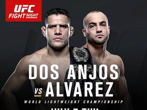 Rafael dos Anjos and Eddie Alvarez meet in the first of four championship fights this week in Las Vegas.