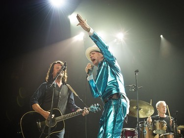 The Tragically Hip's Gord Downie and Paul Langlois on stage on Sunday night at Rogers Arena.