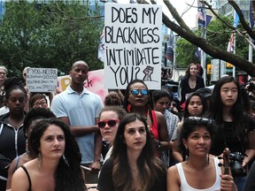 Part of the Black Lives Matter rally outside the Vancouver Art Gallery on Sunday.