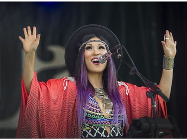 NaRai Dawn and the Star Captains perform as thousands enjoy the music during Jazz Weekend at David Lam Park in Vancouver.