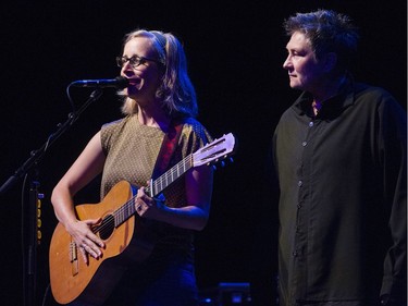 kd lang (right) and Laura Veirs (left) perform in concert at the Queen Elizabeth Theatre.