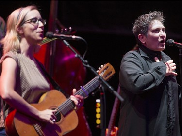 kd lang (right) and Laura Veirs (left) perform in concert at the Queen Elizabeth Theatre.