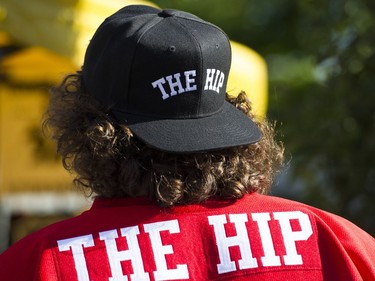 Fans gather before the concert and purchase merchandise prior to attending the first concert of the Tragically Hip's final tour at the Save On Foods Memorial Centre in Victoria on Friday night.