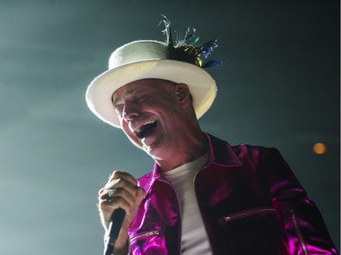 Lead singer Gord Downie on stage for the first concert of the Tragically Hip's final tour at the Save On Foods Memorial Centre in Victoria on Friday night.
