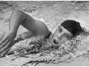 Elaine Tanner swimming at the Empire Pool in 1966. PNG file photo.