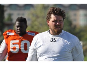 B.C. Lions offensive lineman Levy Adcock thought he had a cracked rib in training camp but it turned out to pneumonia, which sidelined him for two months. — B.C. Lions photo