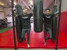 Tristar Vancouver MMA gym co-owners Kajan Johnson, right, and Dejan Kajic at the Burnaby, BC gym earlier this week.