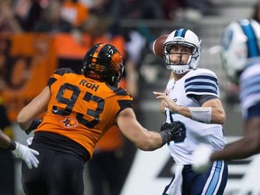 The Ottawa Redblacks give Ricky Ray the kind of treatment the B.C. Lions have in mind for Toronto Argonauts quarterback.