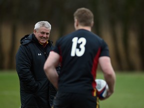 CARDIFF, WALES - MARCH 08:  Wales head coach Warren Gatland raises a smile during training ahead of their RBS Six Nations match against England, at The Vale Hotel  on March 8, 2016 in Cardiff, Wales.  (Photo by Stu Forster/Getty Images)