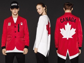 Opening ceremony outfits for Team Canada designed by Canadian design duo Dean and Dan Caten of Dsquared2.