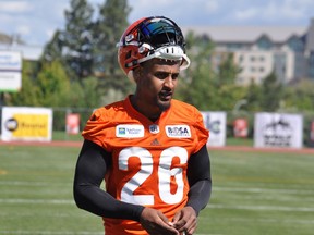 B.C. Lions running back Anthony Allen at practice earlier this season. He's one of those rarities in the CFL, having earned a Super Bowl ring.