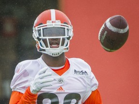 B.C. Lions defensive back Steven Clarke at practice in Surrey on Tuesday. Whatever you do, don't call him 'Clarkey.'