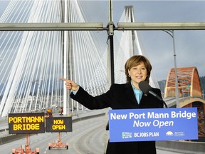 Premier Christy Clark officially opens the new Port Mann Bridge, which came in over budget at $3.3 billion. Officials maintain the projected $3.5-billion cost of the Massey Bridge is accurate.